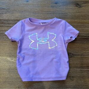 3/20$ Under Armour Kids Purple Tee with Holographic Logo UPF 30 size 18 months